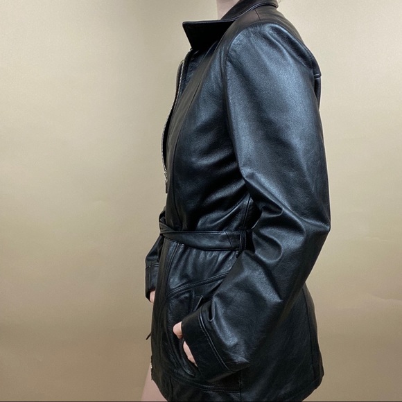 Vintage 80’s Wilsons 100% Leather Trench Coat - Picture 5 of 14